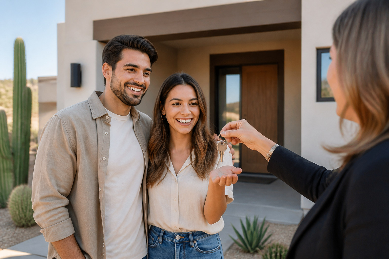 Family at the doorway of a new Arizona home